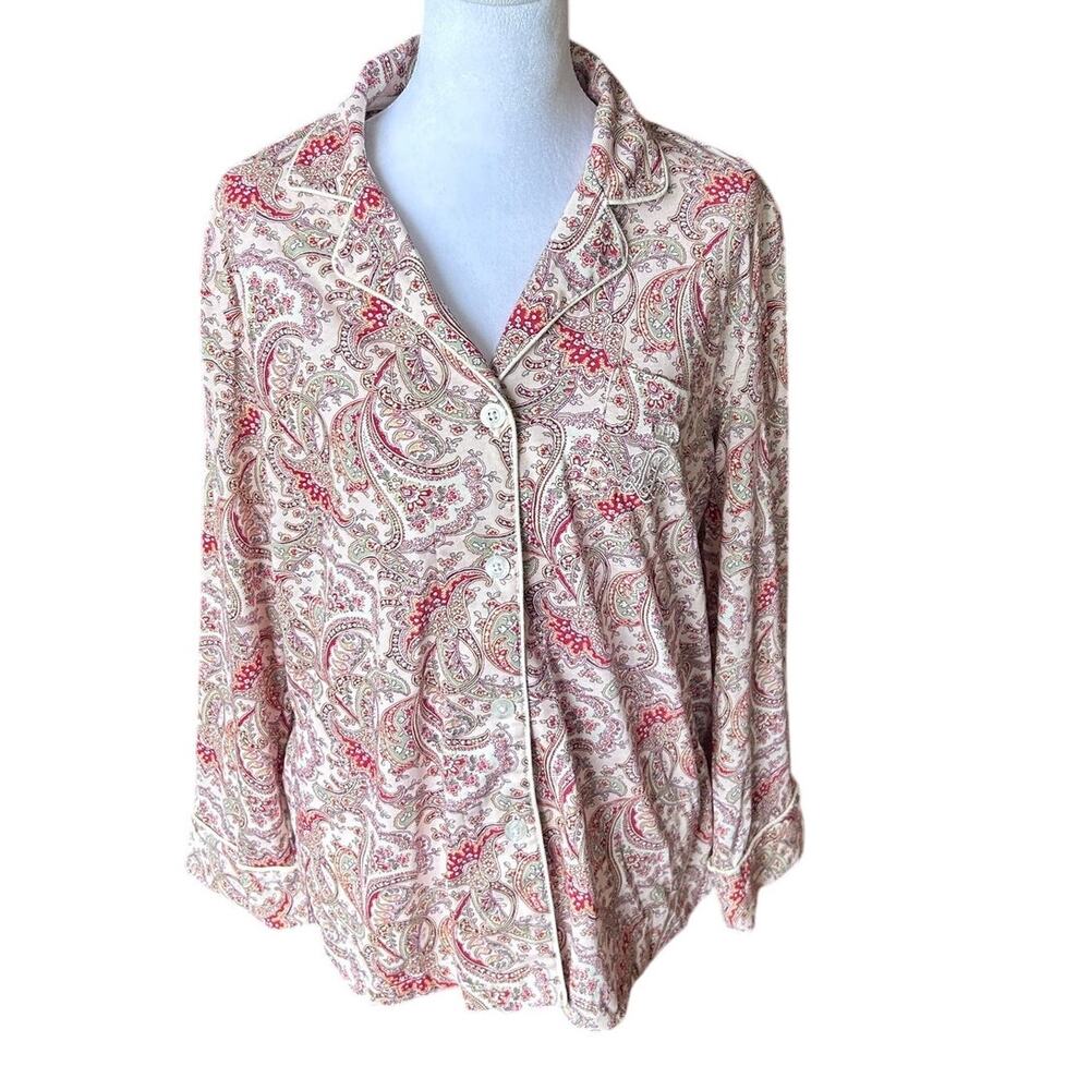 Ralph Lauren Pajama Top soft cotton luxury nightwear Classic M